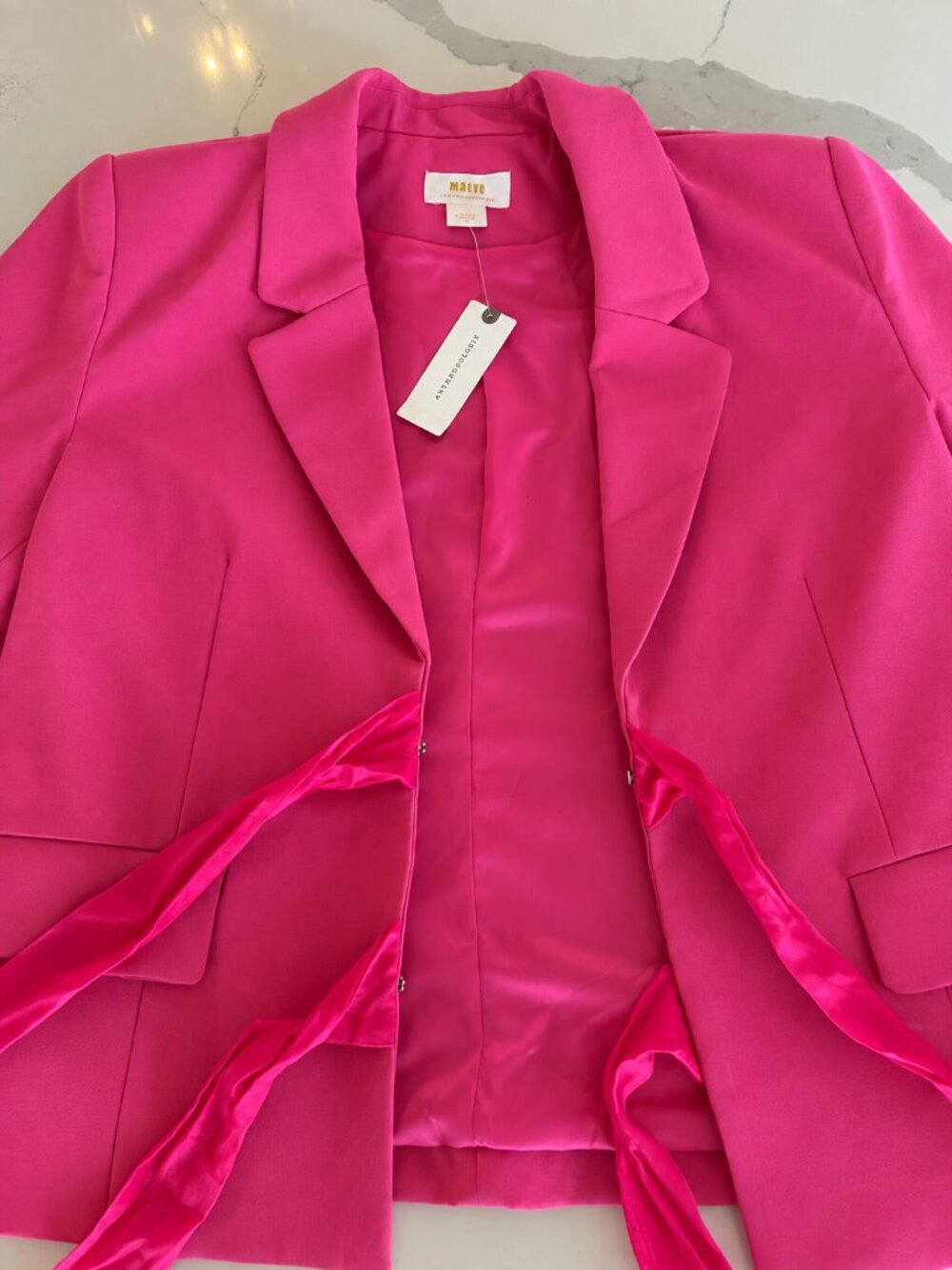 Anthropologie Maeve Pink Ribbon Blazer NWT Size Small - Picture 4 of 10